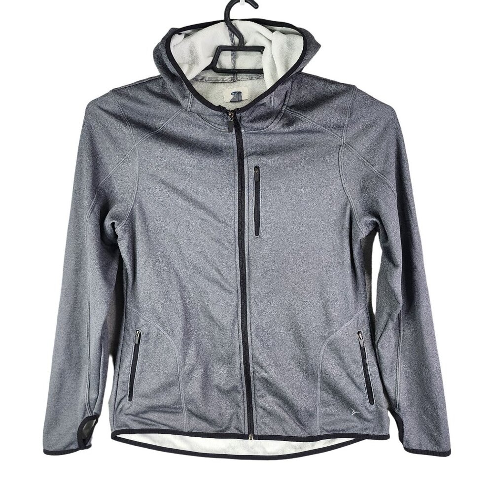Mens Gray Old Navy Hoodie Sweatshirt Full Zip Long Sleeve Polyester Size L